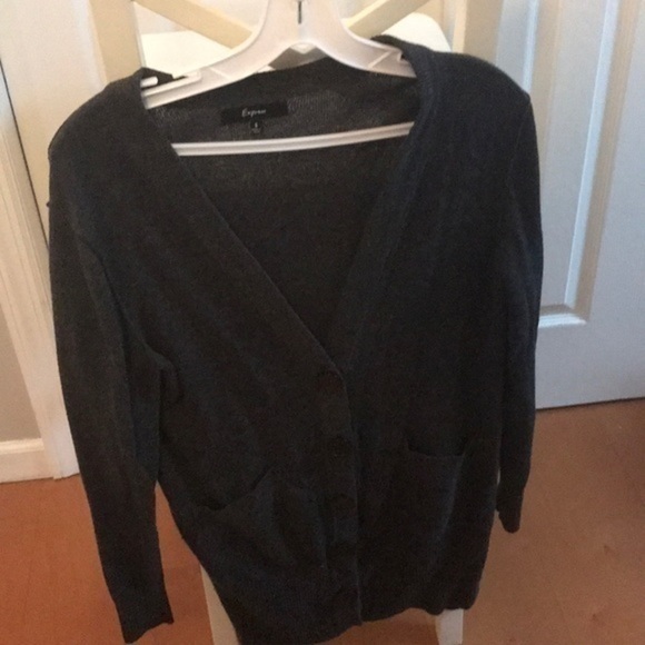 Express Long Dark Gray Cardigan w/ Pockets Small - Picture 4 of 8